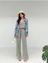 Summer Floral Shirts With Tang Tops and Trousers sets